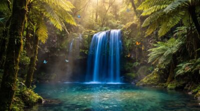 Sapphire Waterfall Basin Wallpaper